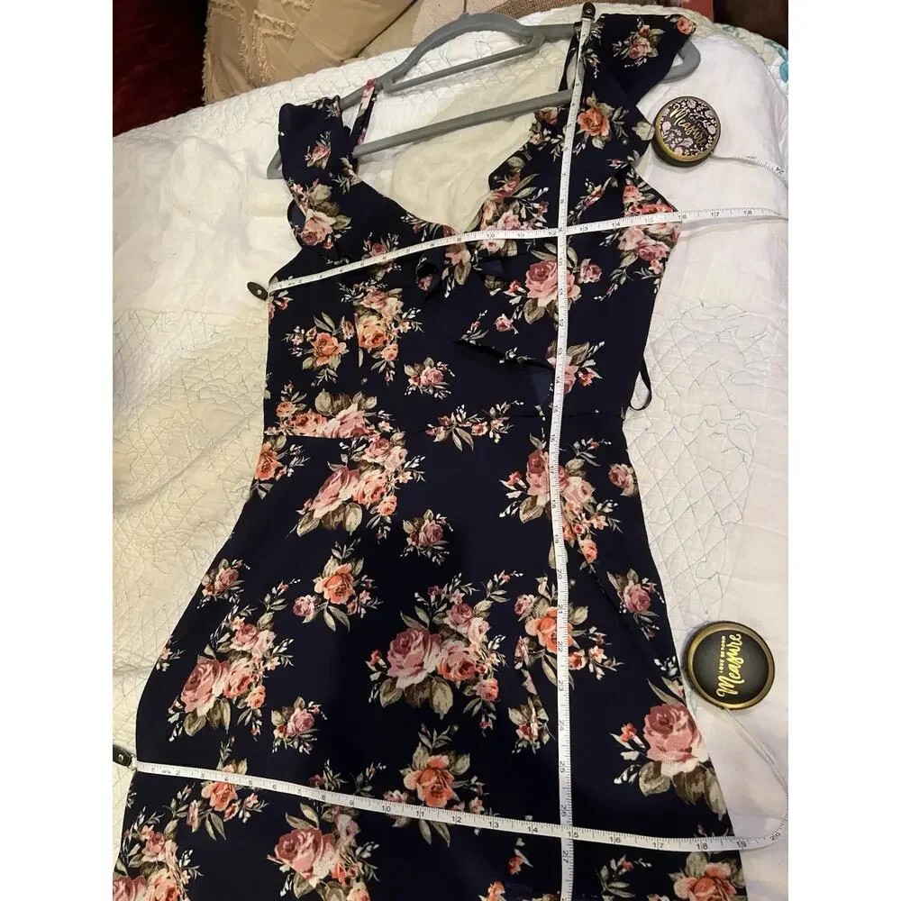 IZ BYER Size 5 Floral Fairy Asymmetric Romper Dress Y2K Fairy Whimsical Feminine